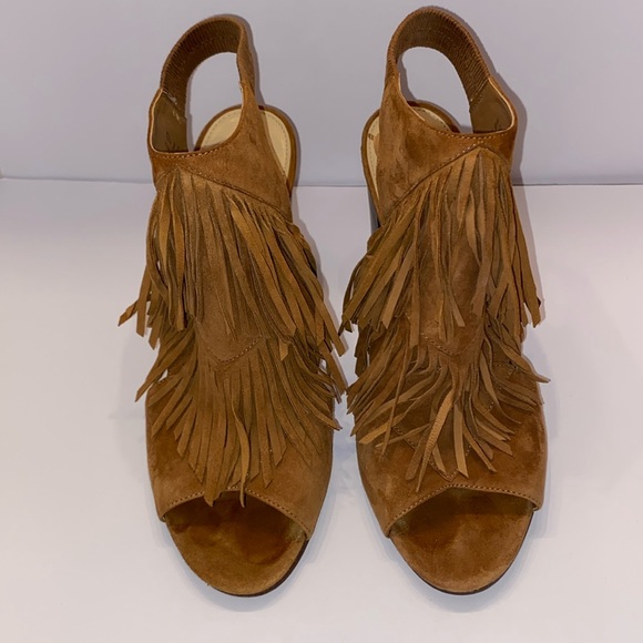Sam Edelman Shoes - "Elaine" by Sam Edelman, a Beautiful Fringed Open-Toe Ankle bootie, Size:10